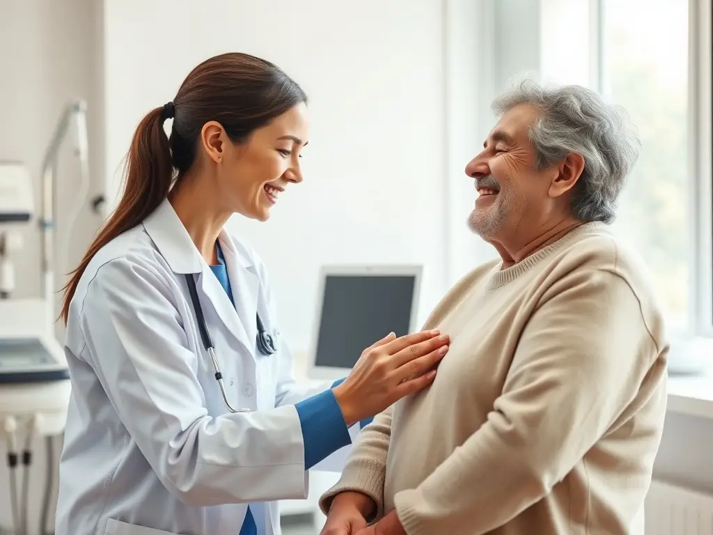 A healthcare professional consulting with a patient in a community health clinic setting, illustrating Fondation Eulalie-Rose's healthcare access program.